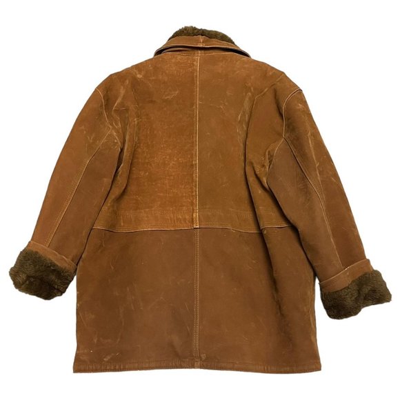 VINTAGE 90s CV Luxury Designer Velvet Faux Fur Heavy Winter Coat - XL - Picture 5 of 5